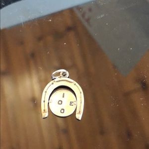 Sterling Vtg spinner I Love You horseshoe charm